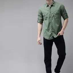 roadster Men Regular Fit Self Design Spread Collar Casual Shirt-picture-11