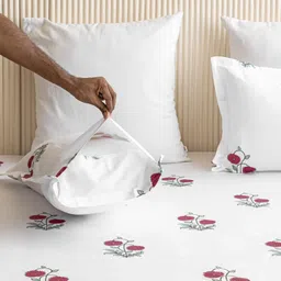 homemonde Cotton Queen Fitted (Elastic) 210 TC Printed Bedsheet image 4