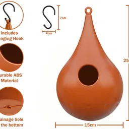 birdshala Hanging Bird House for Small Birds | Sparrow Nest Box with Drainage Hole Bird House image 2