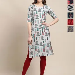 7Threads Women Pack Of 6 Ethnic Motifs Printed Floral Crepe Kurta-picture-34