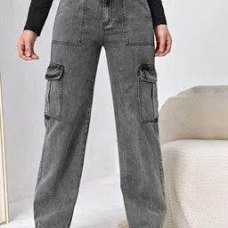 NU CLOTHS Women Regular Fit Mid-Rise Stretchable Cargo Jeans-picture-32