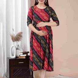 FEMARY Print Maternity Maxi Dress-picture-12