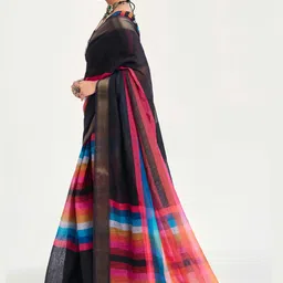 TIRA Striped Linen Blend Handloom Saree image 5