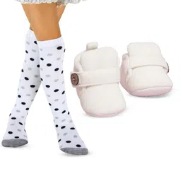 NESKA MODA Kids 6 to 12 Months 1 Pair Cotton Long Socks 1 Pair Booties-picture-29