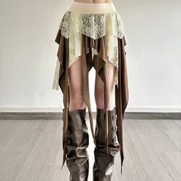 LULU & SKY Lace-detail Asymmetrical Flared Skirt-picture-28