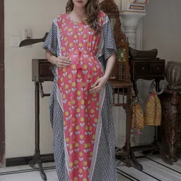 Aujjessa Women Ethnic Motifs Printed Batwing Sleeve Kaftan Maxi Dress-image-15