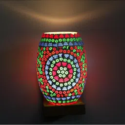 1ST TIME Multicoloured & Multicoloured Colourblocked Wood Cylinder Shaped Wall Lamp image 5