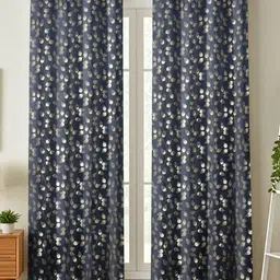 GEET CREATIONS Navy Blue Set of 2 Floral Long Door Curtain-picture-23