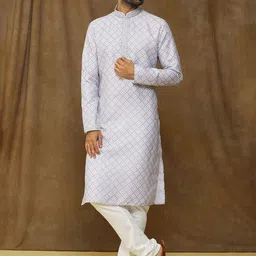 Samyukta Singhania Men Ethnic Motifs Printed Regular Kurta with Churidar image 5