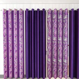 Galaxy Home Decor Purple 4 Pieces Floral Door Curtain-image-24
