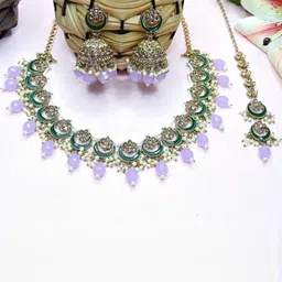 VATSALYA creation Alloy Gold- plated Purple Gold Jewellery Set-picture-35