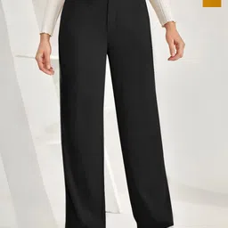 KERI PERRY Women Pack of 2 Relaxed Straight Leg High-Rise Non Iron Trousers-image-97