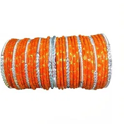 SAND Orange Glass Artificial Stones & Beads Bangle-image-15