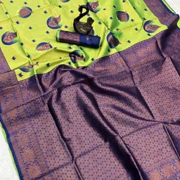 LALITATEX Woven Design Zari Art Silk Handloom Kanjeevaram Saree image 3