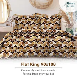 A Homes Grace Brown Geometric 120 TC King Bedsheet with 2 Pillow Covers image 3