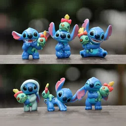 DEALSEVEN FASHION Pack Of 6 Blue Disney Stitch Doll Mini Figurine Decoration-picture-36