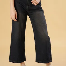 V-Mart Women Wide Leg Mid-Rise Light Fade Cropped Jeans-picture-31