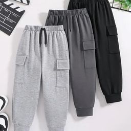 YK X Trampoline Pack Of 3 Kids Relaxed Cargos Joggers-picture-47