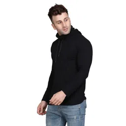 BEYOU FASHION Men Hooded Solid Cotton Slim Fit T-shirt-image-2
