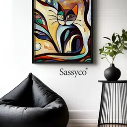 Sassyco Blue & Black 1 Piece Canvas Birds and Animals Wall Paintings-image-12