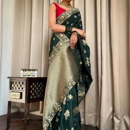 Moda Rapido Floral Zari Art Silk Handloom Banarasi Saree-picture-26