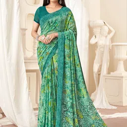 Mitera Women Floral Printed Georgette Saree-picture-11