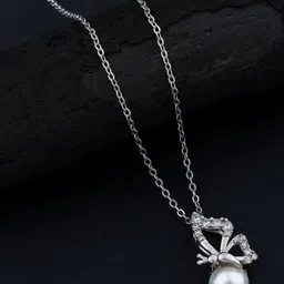 Orebella 925 Sterling Silver Rhodium-Plated Cubic Zirconia Studded Pendant Eith Chain-picture-27