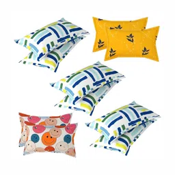PRTREND White & Cream-Coloured 6 and more Pieces Abstract Cotton Linen Rectangle Pillow Covers-picture-26