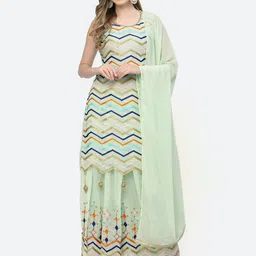 TS LIFESTYLE Women Striped Printed Kurta with Skirt & Dupatta-picture-17