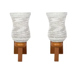 1ST TIME White & White Textured Wood Contemporary Abstract Shaped Shaped Wall Lamp image 4