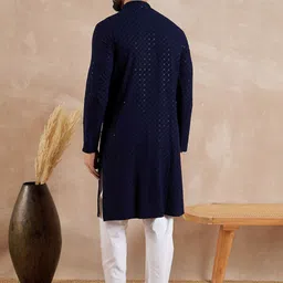 Anouk Geometric Embroidered Mandarin Collar Sequinned Straight Kurta image 5