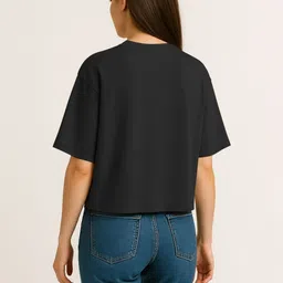 HELLCAT Typography Printed Round Neck Drop-Shoulder Sleeves Oversized Crop T-shirt image 3