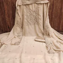 KALINI Women Beige Embroidered Floral Dress Material-image-57