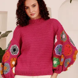 Velvery Women's Ribbed Floral Oversized Pullover-picture-11