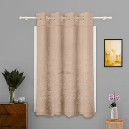 Kuber Industries Gold-Toned Self Design Cotton Window Curtain image 1