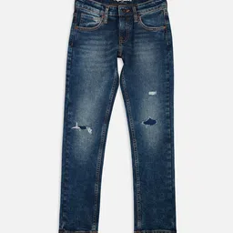 Pepe Jeans Boys Slim Fit Mildly Distressed Light Fade Mid-Rise Stretchable Jeans-picture-27