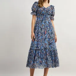 Miss Chase Soft Spoken Storm Women Floral Printed V-Neck Fit & Flare Midi Dress-image-78