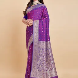 Rujave Pack Of 2 Ethnic Motifs Woven Design Zari Kanjeevaram Saree image 3