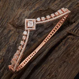 Kushal's Fashion Jewellery Rose Gold-Plated Cubic Zirconia-Studded Party Kada Bangle image 1