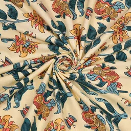 Sangria Green & Beige Ethnic Motifs Pure Cotton 210TC Double King Bedsheet Set-2.74mx2.28m image 5