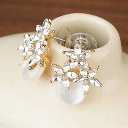 Bishty Fashion Stainless Steel Gold-Plated Pearls Beaded Drop Earrings-picture-21