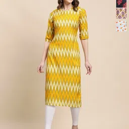 Ethnic basket Women Pack of 4 Geometric Printed Round Neck A-Line Kurtas-picture-25