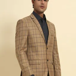 Cantabil Smart Fit Checked Notched Lapel Long Sleeve Single Breasted Blazer image 5