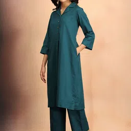 The Woman Store Three Quarter Sleeves Pure Cotton Tunic & Trouser Co-Ord Set image 3