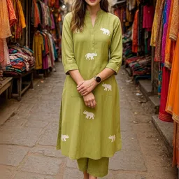 JANOI Women Animal Printed Regular Kurta with Trousers-image-30