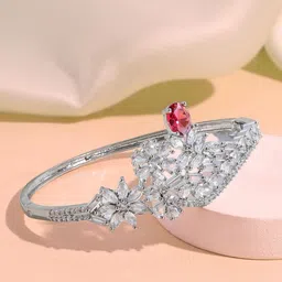 Anouk Rhodium-Plated American Diamond & Cubic Zirconia Studded Bangle-Style Bracelet-picture-56