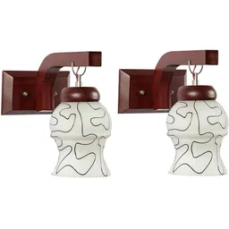 1ST TIME Black & Brown Printed Wood Contemporary Abstract Shaped Shaped Wall Lamp image 3