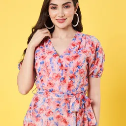 ANVI Be Yourself Women Floral Printed Puff Sleeve Tie-Ups Wrap Top-image-46