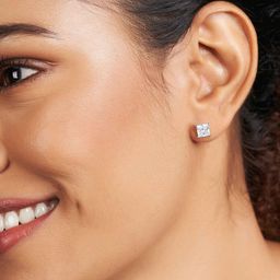 Sparkles 14K White Gold 1 Ct Lab Grown Solitaire Diamond Princess Stud Earrings 1.6 g-picture-36