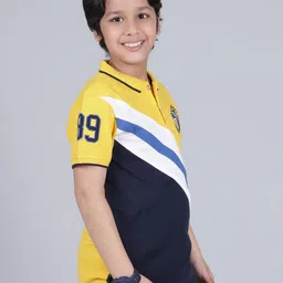 Cantabil Boys Colourblocked Polo Collar T-shirt image 2